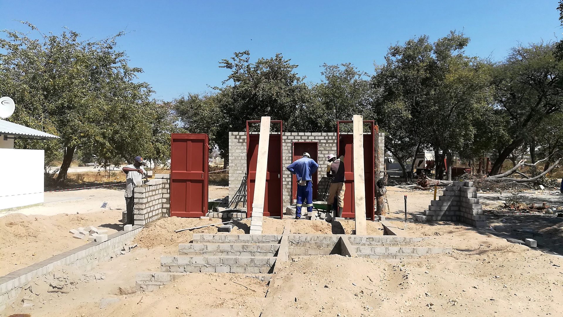 Door frames set on a new block-work building